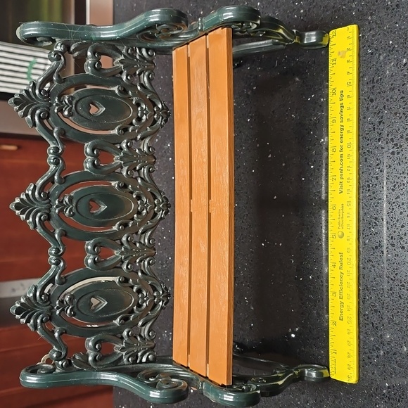 Vintage. Home Interior Ornate Green and Brown Decorative Bench - Picture 2 of 6